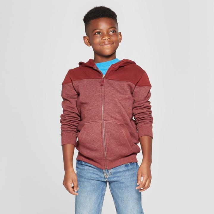 Boys' Colorblock Hooded Long Sleeve Sweatshirt - Cat & Jack Red