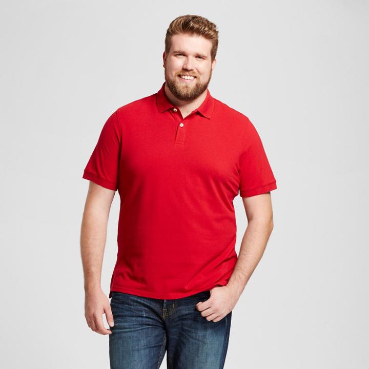 Men's Big & Tall Standard Fit Pique Polo Shirt - Goodfellow & Co Red