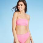 Women's Sustainably Made Ribbed Bandeau Bikini Top - Xhilaration Pink