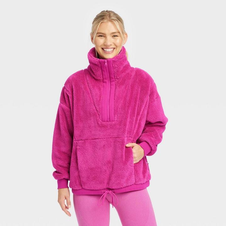 Women's Sherpa 1/2 Zip Pullover - Joylab Magenta