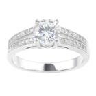 Journee Collection 1/2 Ct. T.w. Round-cut Cz Basket Set Split Band Engagement Ring In Sterling Silver - Silver,