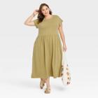 Women's Plus Size Short Sleeve Babydoll T-shirt Dress - Universal Thread Green