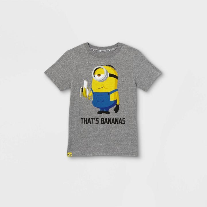 Boys' Universal Minions That's Bananas Short Sleeve T-shirt - Gray