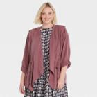 Women's Plus Size Drapey Cargo Jacket - Knox Rose Burgundy Camouflage 1x, Red Camouflage
