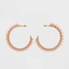 Crochet Wrapped And Beaded Hoop Earrings - A New Day Pale Peach, Women's, Pale Pink