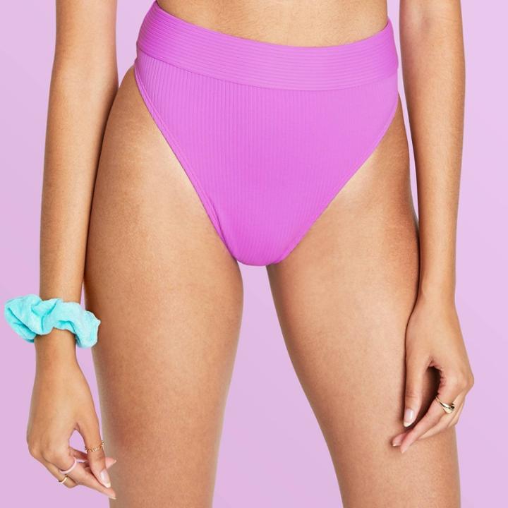 Women's High-waist Ribbed Bikini Bottom - Stoney Clover Lane X Target Bright Purple Xxs
