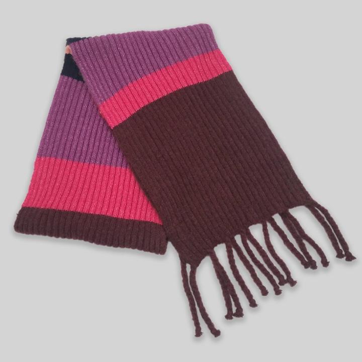 Women's Striped Multi Stripe Scarf - A New Day Burgundy, Red