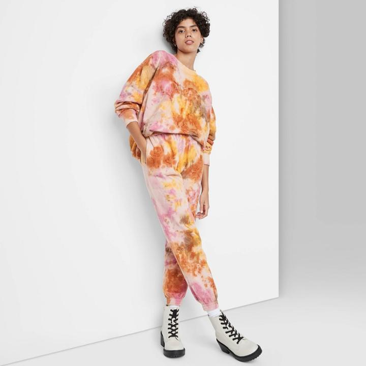 Women's High-rise Vintage Jogger Pants - Wild Fable Pink/rust Tie-dye