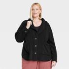 Women's Plus Size French Terry Shawl Collar Jacket - Knox Rose Black
