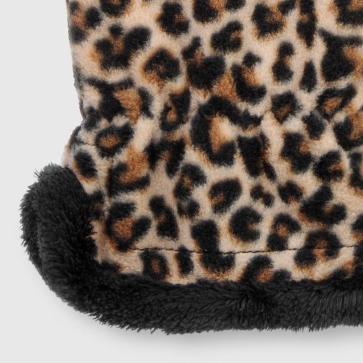 Isotoner Women's Recycled Fleece Animal Print Gloves - Black