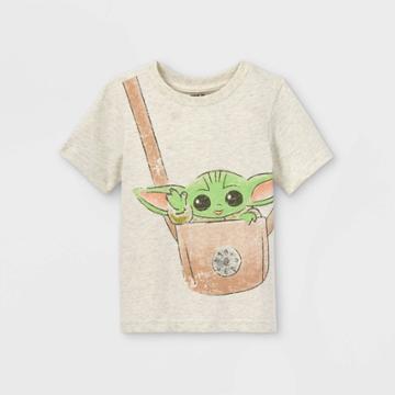 Lucasfilm Toddler Boys' Baby Yoda Short Sleeve Graphic T-shirt - Cream