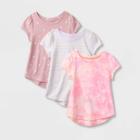 Toddler Girls' 3pk Polka Dots Tie-dye Favorite Short Sleeve T-shirt - Cat & Jack Rose Pink