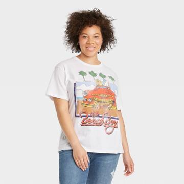 Women's The Beach Boys Plus Size Beach Short Sleeve Graphic T-shirt - White