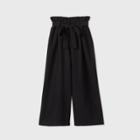 Women's High-rise Tie Waist Cropped Wide Leg Pants - A New Day Black