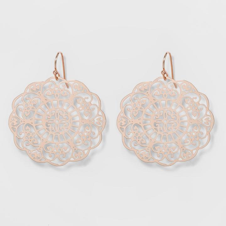 Filigree Disc Dangle Earrings - A New Day Rose Gold