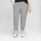 Women's Plus Size Houndstooth Ankle Pants With Comfort Waistband - Ava & Viv Berry