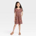 Girls' Printed Short Sleeve Knit Dress - Cat & Jack Rose Animal Xs, Pink Animal