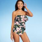 Women's Bandeau Flounce High Coverage One Piece Swimsuit - Kona Sol Multi S, Green/pink/blue