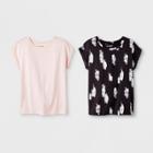 Girls' 2pk Short Sleeve T-shirt - Cat & Jack Black/peach