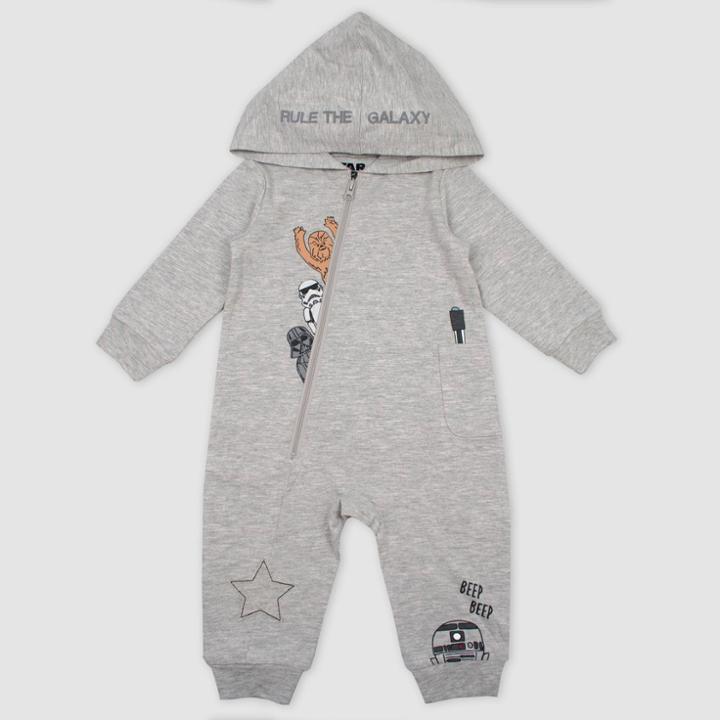 Disney Baby Boys' Star Wars Hooded Romper - Gray 9m, Boy's,