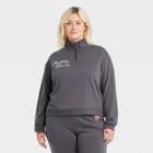 Women's The Rolling Stones Plus Size Checkered Logo Quarter Zip-up Graphic Sweatshirt - Black