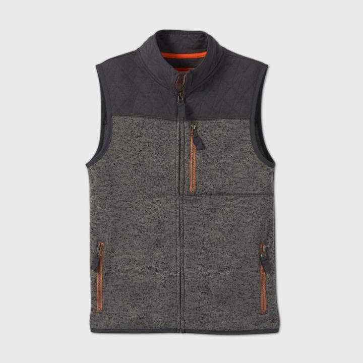 Boys' Snit Fleece Zip Vest - Cat & Jack Gray/orange