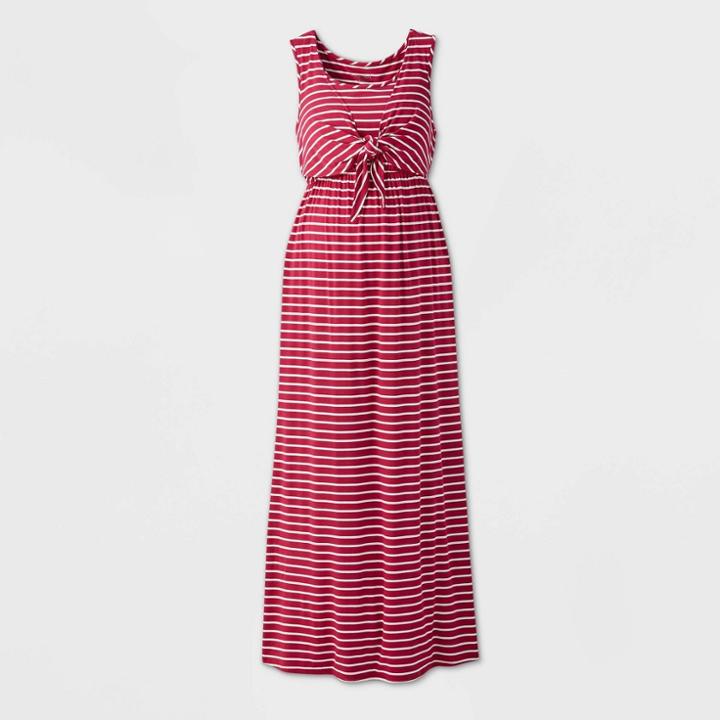 Maternity Striped Sleeveless Tie-front Nursing Dress - Isabel Maternity By Ingrid & Isabel Purple Xs, Women's, Purple/red