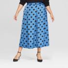 Women's Plus Size Polka Dot Birdcage Midi Skirt - Who What Wear Blue/black