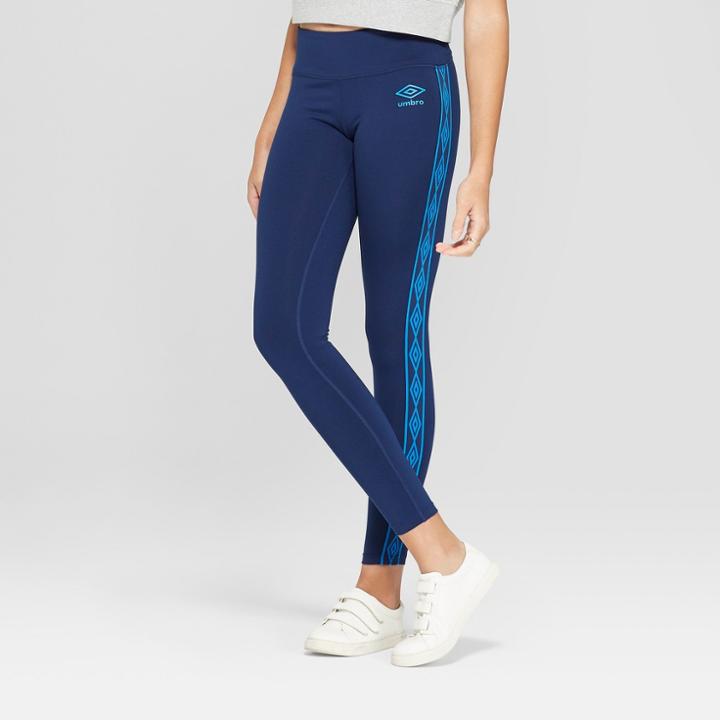 Umbro Women's Logo Taped Mid-rise Leggings - Dark Blue
