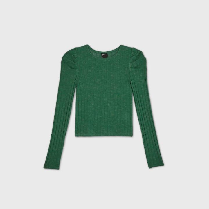 Girls' Puff Long Sleeve Top - Art Class Green