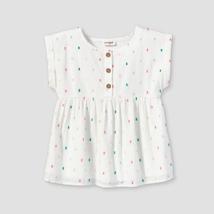 Girls' Short Sleeve Woven Top - Cat & Jack Xs,