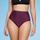 Women's High Waist Bikini Bottom With Tummy Control - Kona Sol Burgundy
