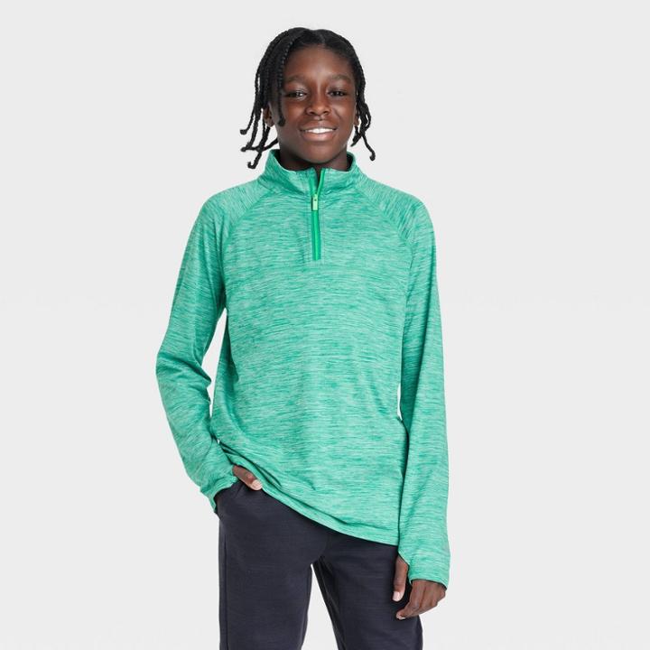 Boys' Soft Gym 1/4 Zip Sweatshirt - All In Motion Green