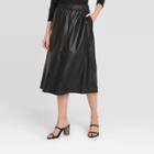 Women's A-line Leather Skirt - A New Day Black