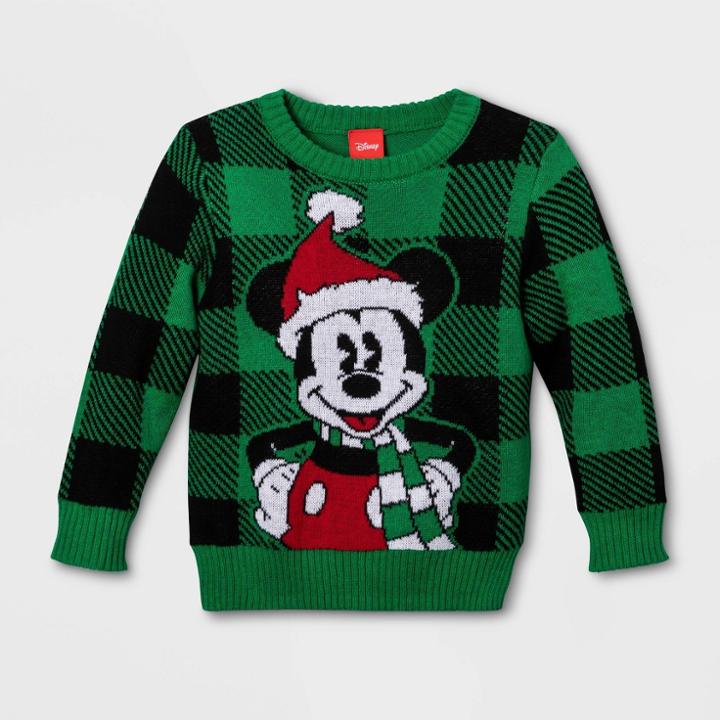 Toddler Mickey Mouse & Friends Goofy Plaid Sweater - Green/red