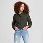 Women's Cropped Military Jacket - A New Day Dark Green