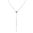 Target Women's Cubic Zirconia Y-necklace In Silver Plating, Silver/white Cristal