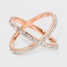 Rose Plated Large X Crystal Ring 14kt - A New Day Rose Gold/clear - Size