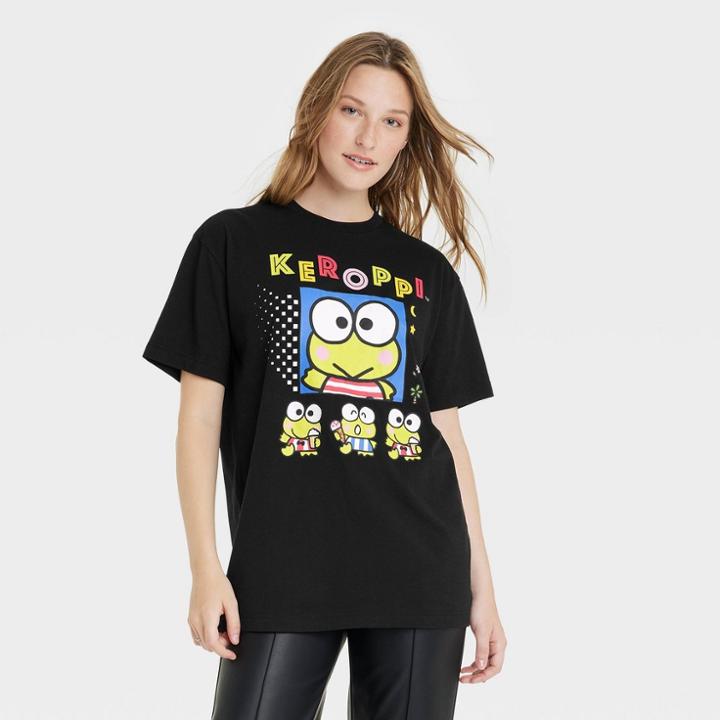 Sanrio Women's Hello Kitty Oversized Short Sleeve Graphic T-shirt - Black