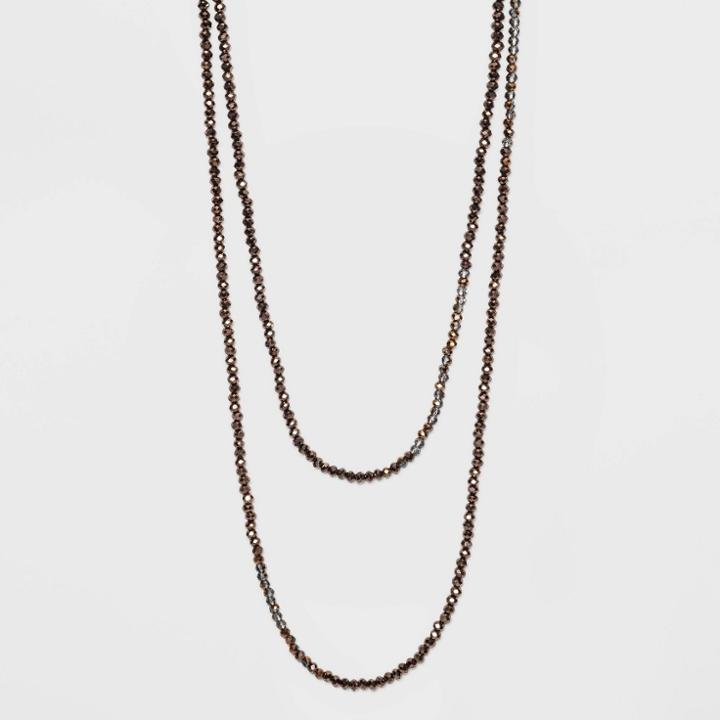 Long Glass Infinited Beaded And Strand Necklace - A New Day Bronze