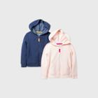 Toddler Girls' 2pk Fleece Zip-up Sweatshirt - Cat & Jack Light Pink/navy