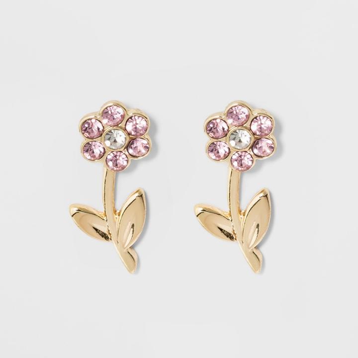 Target Front To Back Flower, Zinc Shiny Earrings - Wild Fable Bright Gold