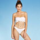 Juniors' Textured Ruffle Cinch-front Bandeau Bikini Top - Xhilaration White