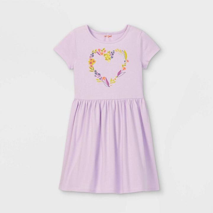 Girls' Printed Knit Short Sleeve Dress - Cat & Jack Light Purple