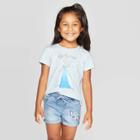Toddler Girls' Disney Frozen Elsa Believe Short Sleeve T-shirt - Blue