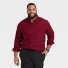 Men's Big & Tall Standard Fit Plaid Lightweight Flannel Long Sleeve Button-down Shirt - Goodfellow & Co Red