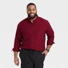 Men's Big & Tall Standard Fit Plaid Lightweight Flannel Long Sleeve Button-down Shirt - Goodfellow & Co Red
