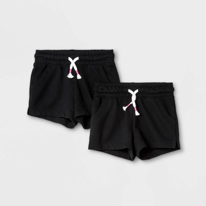 Toddler Girls' 2pk Pull-on Shorts - Cat & Jack Black
