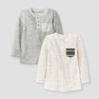 Toddler Boys' 2pk Double Knit Long Sleeve T-shirt - Cat & Jack Cream/gray