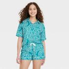 Women's Simply Cool Short Sleeve Notch Collar Top - Stars Above Jade